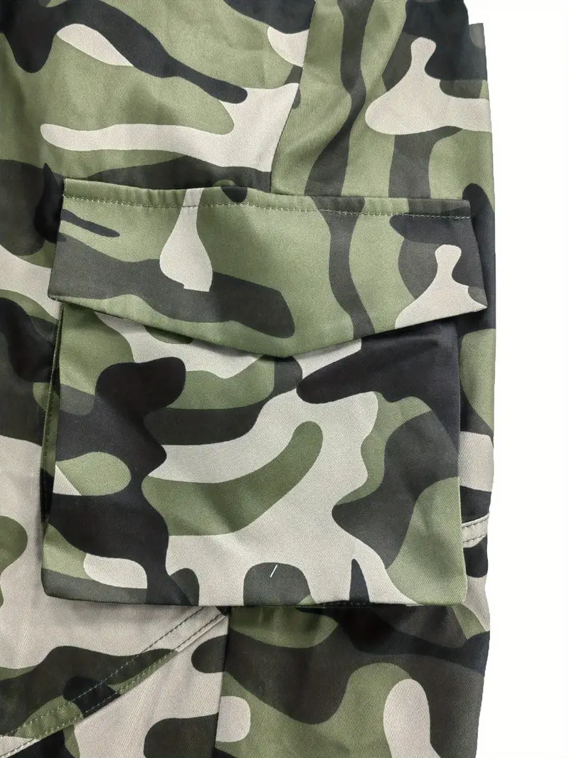 Flap Pockets Camouflage Cargo Pants Casual Pants Spring - Temu