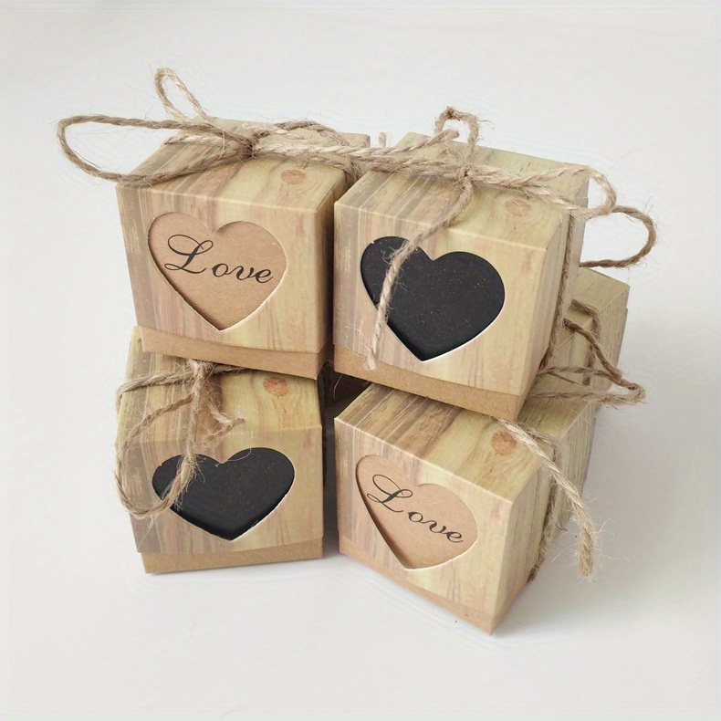 5 Pezzi, Scatola Di Caramelle Retrò Amore Fai-da-te, Regalo Di Natale In  Carta Kraft Scatola Di Caramelle Vuota A Forma Di Cuore A Grana Di Legno