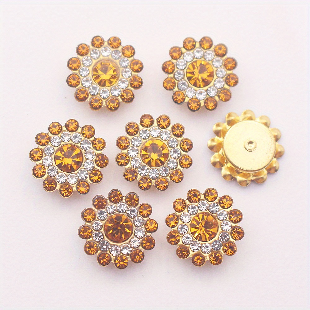 50pcs Flower Pearl Rhinestones Gold Base Shiny Crystals Stones Sew On  Rhinestones For Clothes Garment Accessories