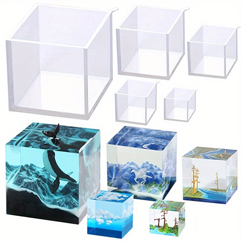 SET of 6, 8 and 10 Clear Silicone Square Block Mold / Deep Silicone Mold /  Resin Mould / Soap / Concrete 