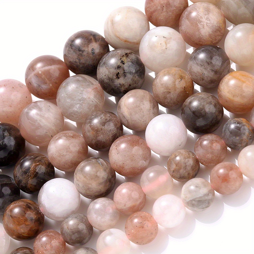 Image of Natural Moon Stone Beads & Bead Assortments Loose Spacer Beads For - Ideal For Diy Bracelet Charms & Accessories, 6/8/10mm