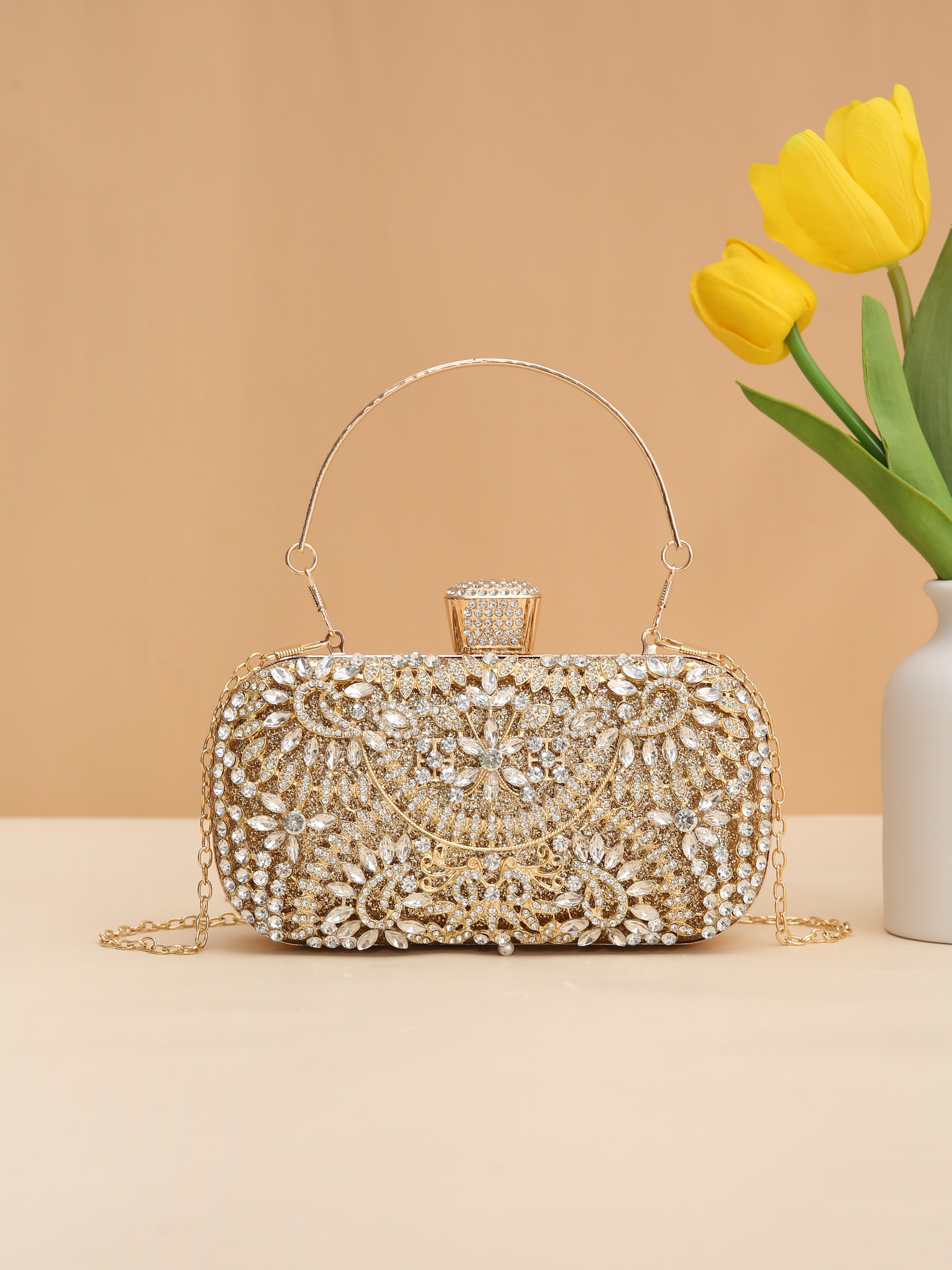 Bridal Clutch Purse Bag Luxury Wedding, Small Gold Handbag