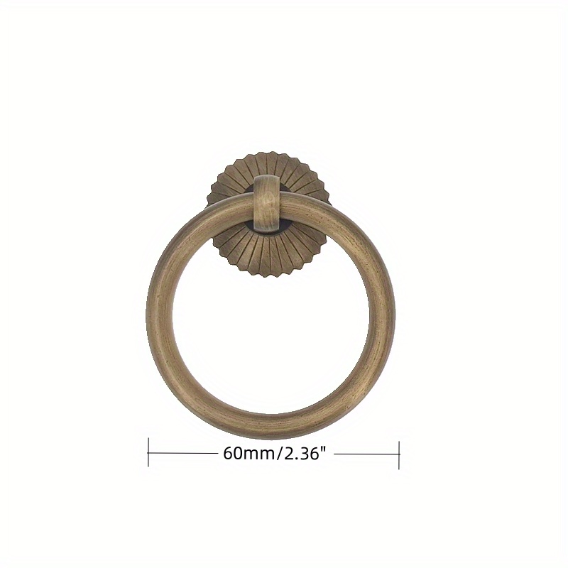  LXZ 6 tiradores vintage de latón antiguo, manijas de anillo de  cajón con dos agujeros para tornillos, tamaño grande, diámetro del anillo  de 1.5 pulgadas, altura de tracción de 2.1 pulgadas (