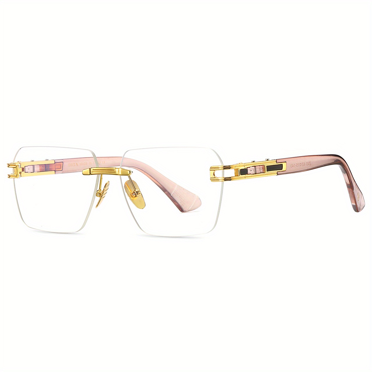 Men's Rectangular Metal Rimless Sunglasses
