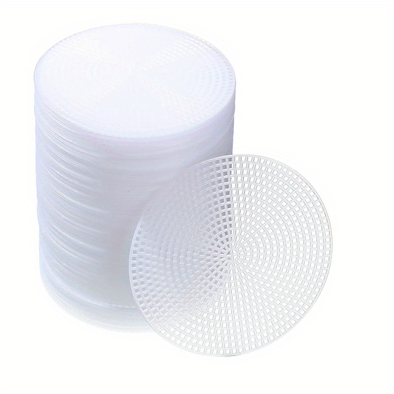 DAJAVE 40 Pack Round Plastic Canvas Mesh Sheets 6 Inch White