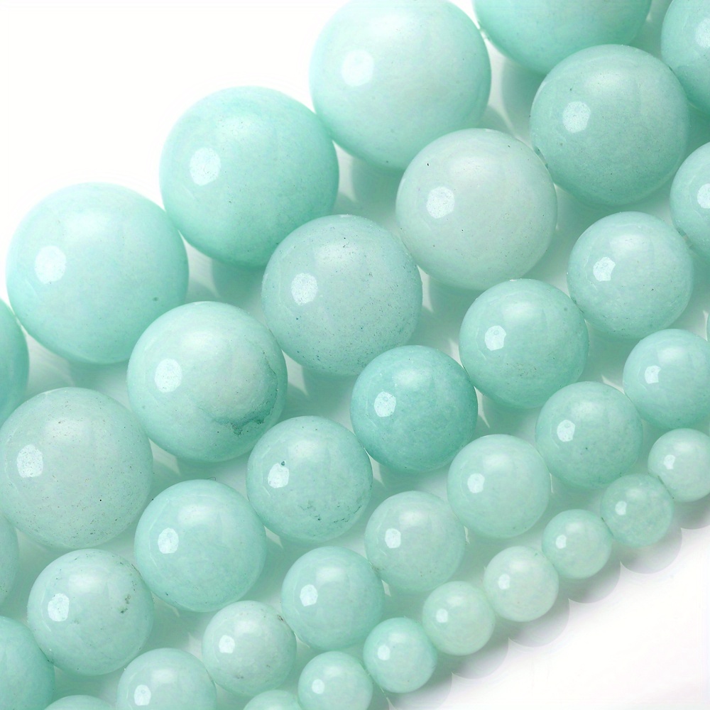 Image of Green Ite Natural Stone Beads & Bead Assortments Round Loose Spacer Beads For Jewelry Making Diy Bracelet Necklace Festival Christmas Valentine's Day Gifts Accessories 4/6/8/10/12mm