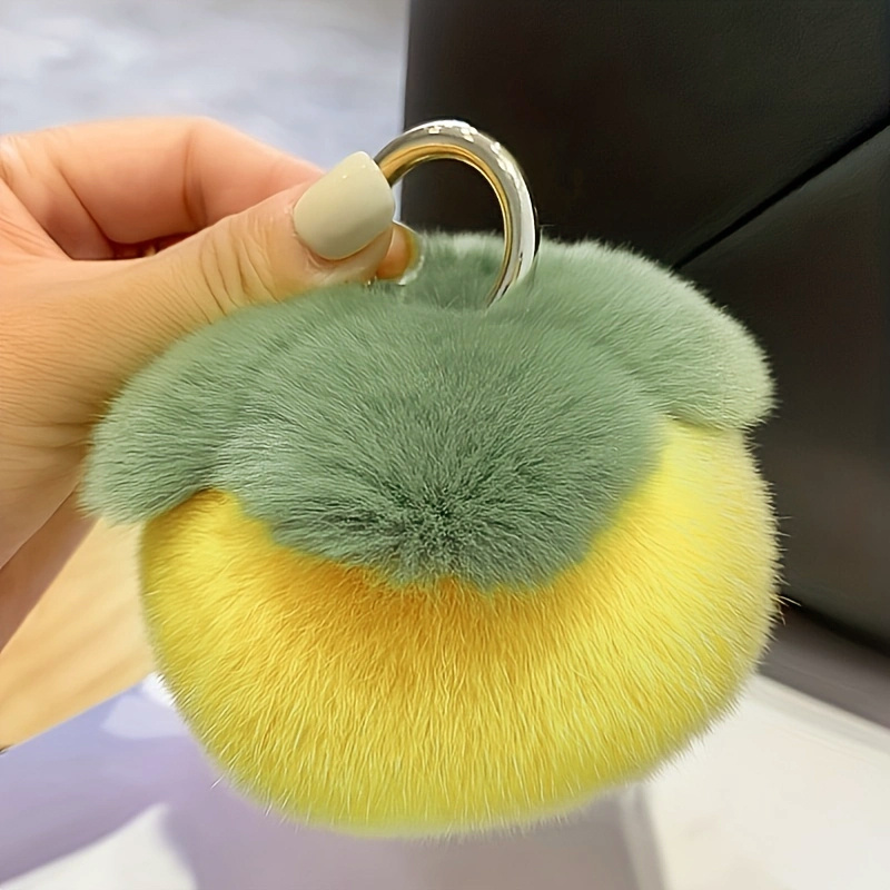 Pom Pom Keychain Cute Plush Ball Keychain Simulation Fruit Grape Keyring  Fluffy Bag Handbags Plush Pendant for Women Girls