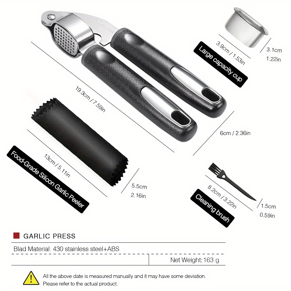 Laser Textured Non-slip Garlic Press And Crusher With Silicon Roller  Peeler. Rust Resistant And Easy To Squeeze, Dishwasher Safe For Easy  Cleaning, Kitchen Utensils - Temu Germany