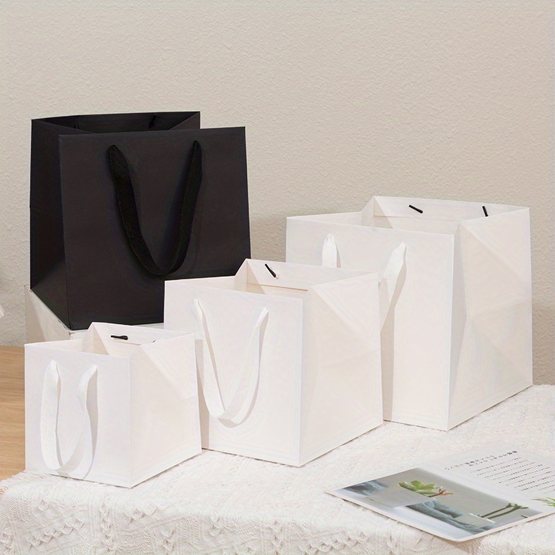 Square Portable Paper Bag Paper Bags Handles Bulk Birthday - Temu