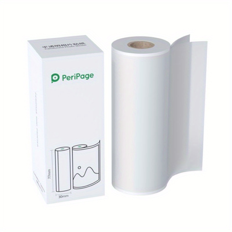 Papier Thermique Semi-transparent, Autocollant Photo Translucide PeriPage  Sans BPA, Rouleau De Papier Thermique Adhésif Imperméable Pour Imprimante