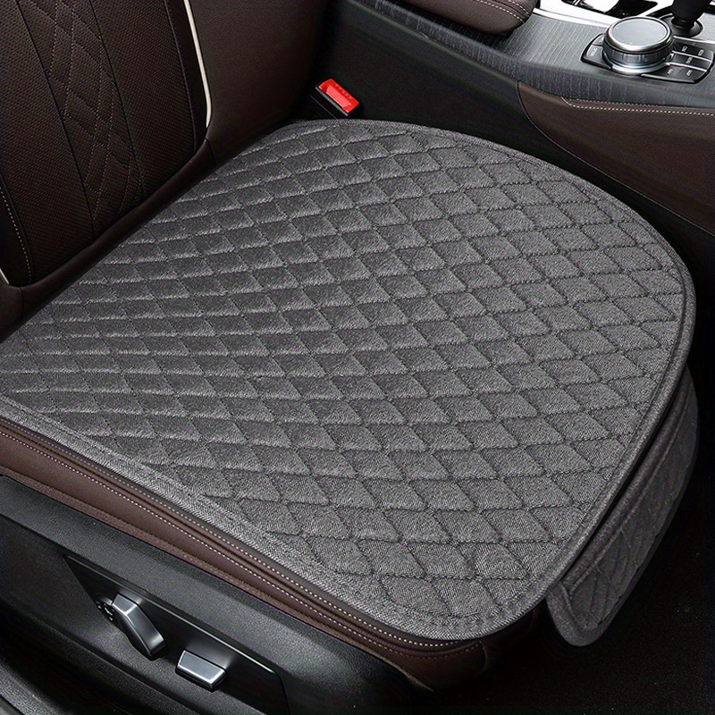 Linen Car Seat Covers Front Seat Only,Cooling Bottom Cars Seat  Covers,Universal Car Seat Cushion Pad,Car Seat Protector Breathable[Beige]