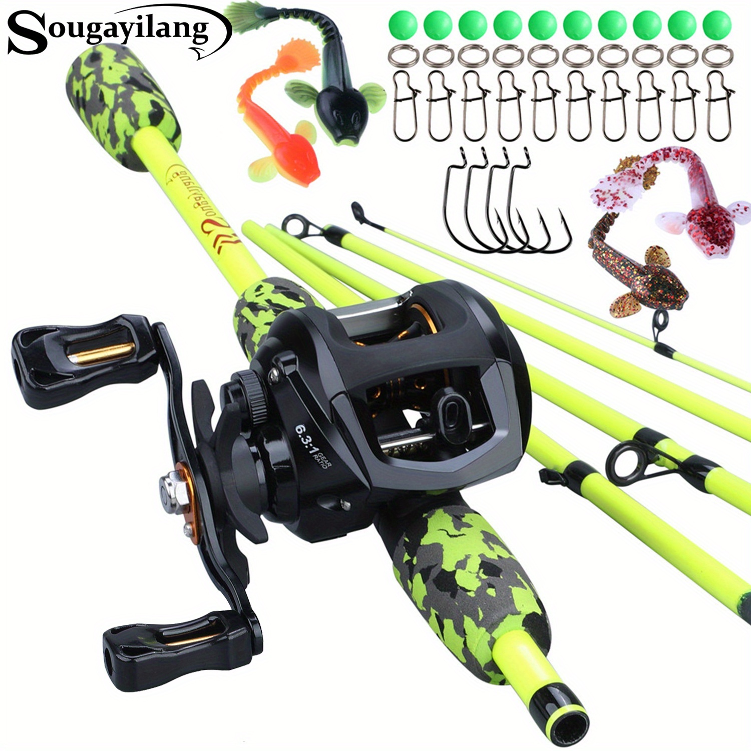 Freshwater Saltwater Travel Fishing Rod Reel Combos 5 Sections