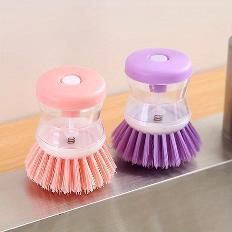 1pc Pink Cleaning Brush With Built-in Soap Dispenser, Multi