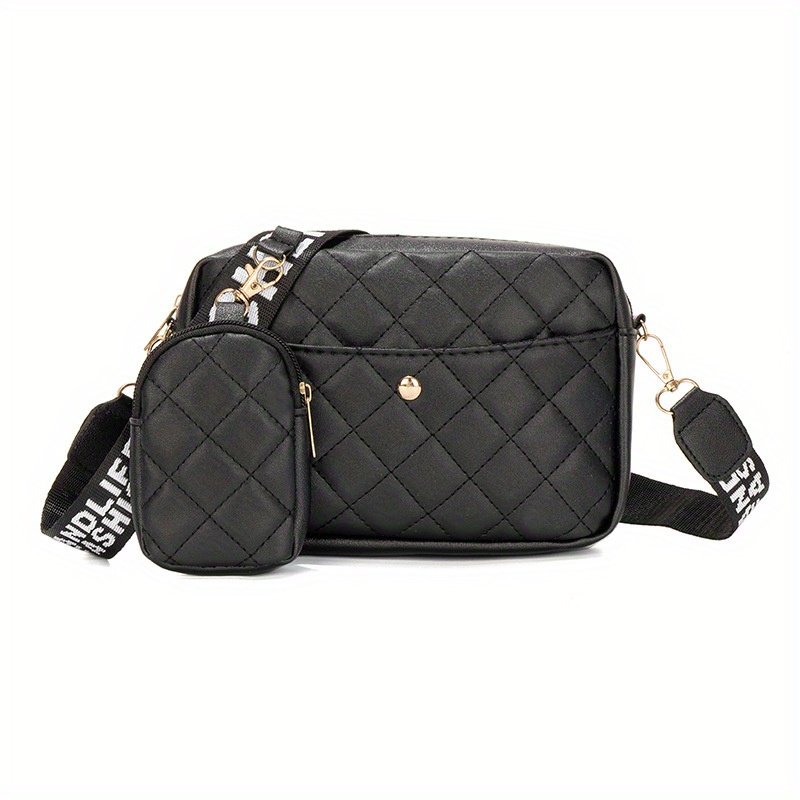 Argyle Quilted Crossbody Bag Set, Fashion Shoulder Bag With Coin Purse, Women's  Small Square Bag - Temu