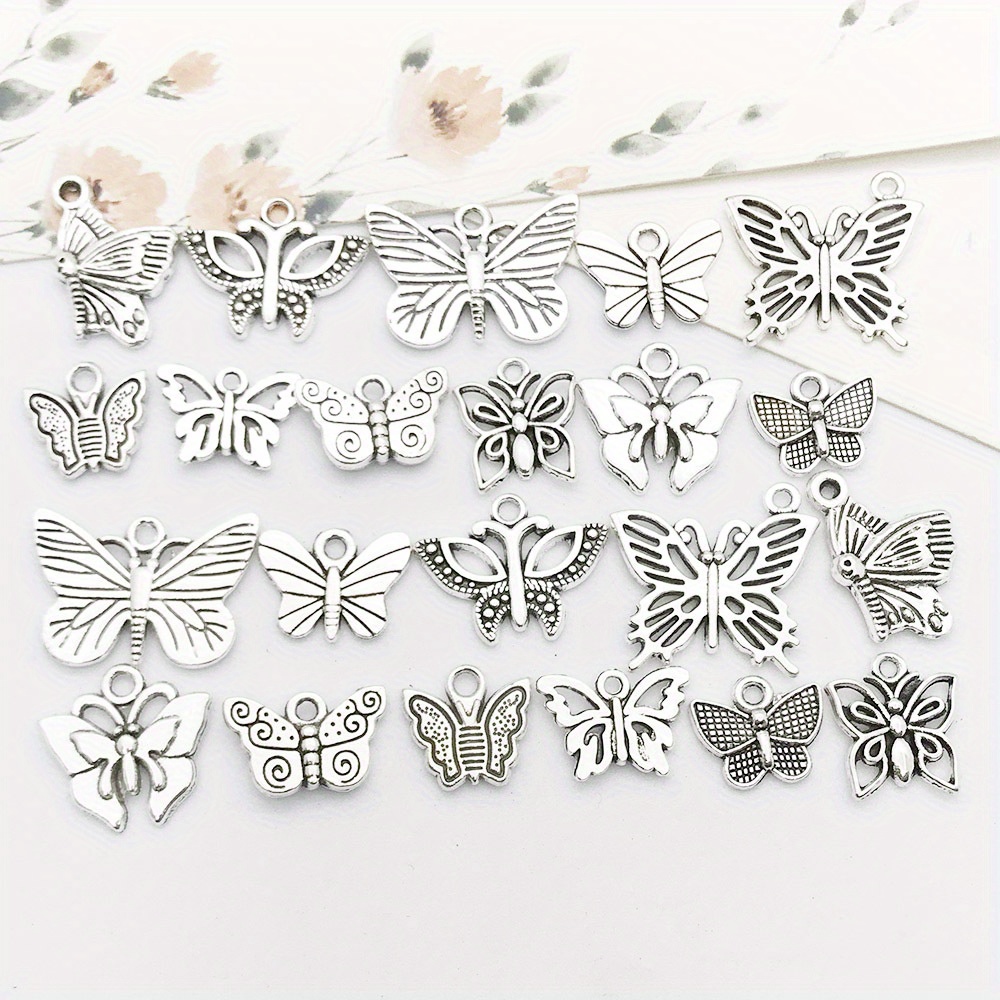 20pcs Random Mixed Animal Charms Lot Bulk Alloy Metal Cat Dog Butterfly  Earrings Charms Pendants for DIY Bracelet Jewelry Making