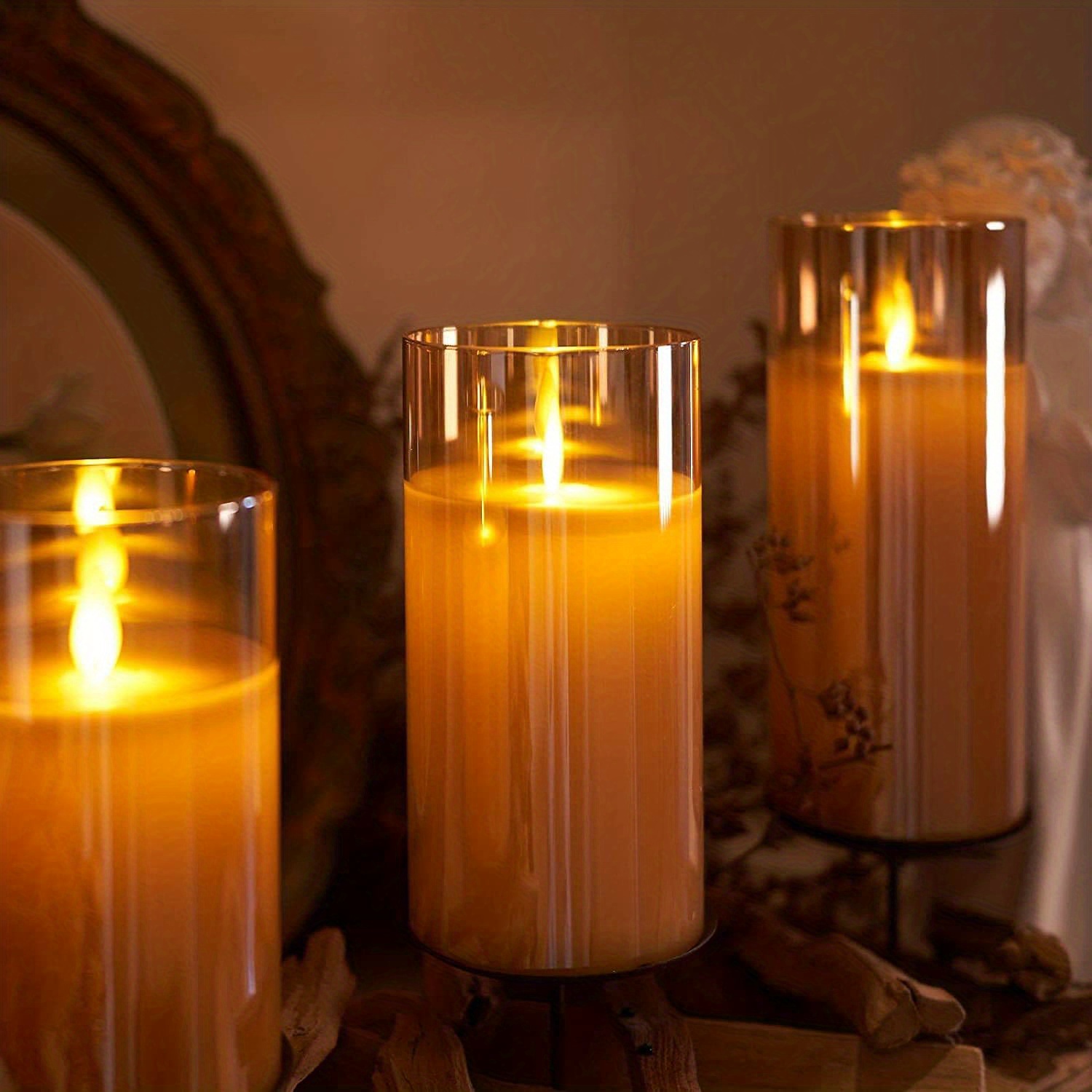 Gold Acrylic Flickering Flameless Candles Unbreakable Temu