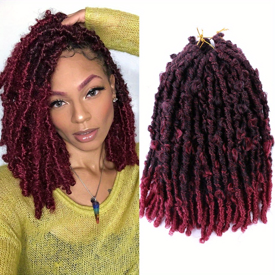 Synthetic Butterfly Locs Crochet Hair Extensions Ombre Brown - Temu ...