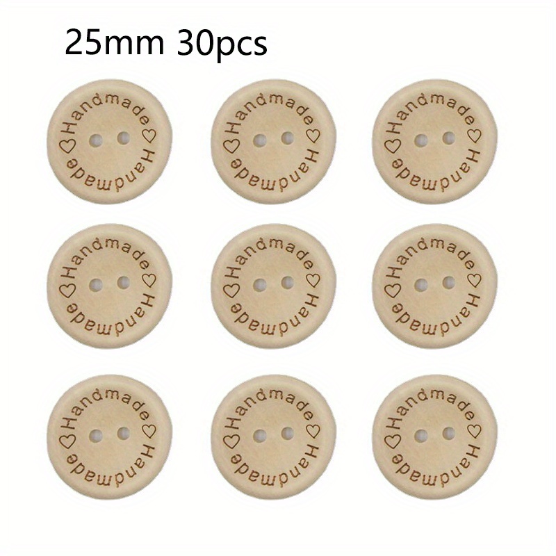  200Pcs 1 inch Handmade with Love Buttons 25mm Wooden Buttons  for Crafts Wood Craft Buttons Bulk for Sewing Crafting Round Buttons :  Arts, Crafts & Sewing