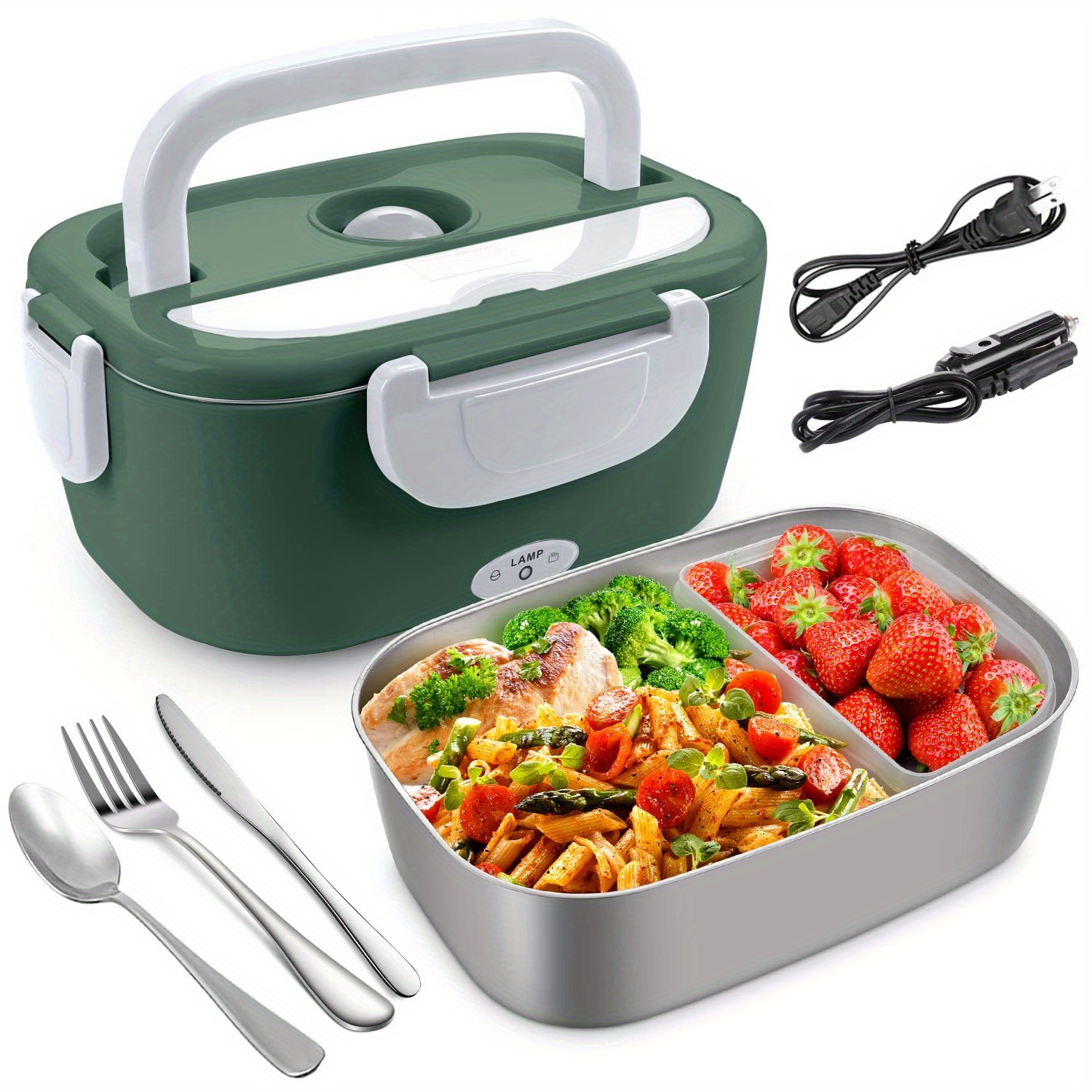 Set, Electric Lunch Box Food Heater, Portable Food Warmer 12V/24V For  Car/Truck,110V For Work Home Heated Lunch Box For Adults, Removable 304  Stainles
