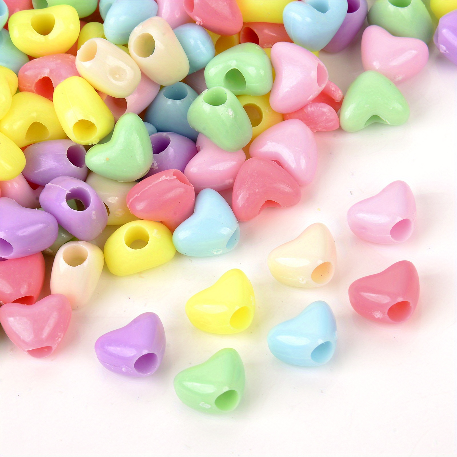 Acrylic Beads Candy Color Heart Star Loose Spacer Beads For - Temu