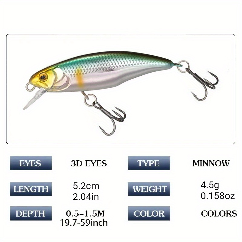 8pcs Professional Japan Hot Model Sinking Minnow Fishing Lures - 52mm 4.5g  Jerkbait for Bass, Pike, and Carp - Hard Bait with Realistic Wobbling Actio