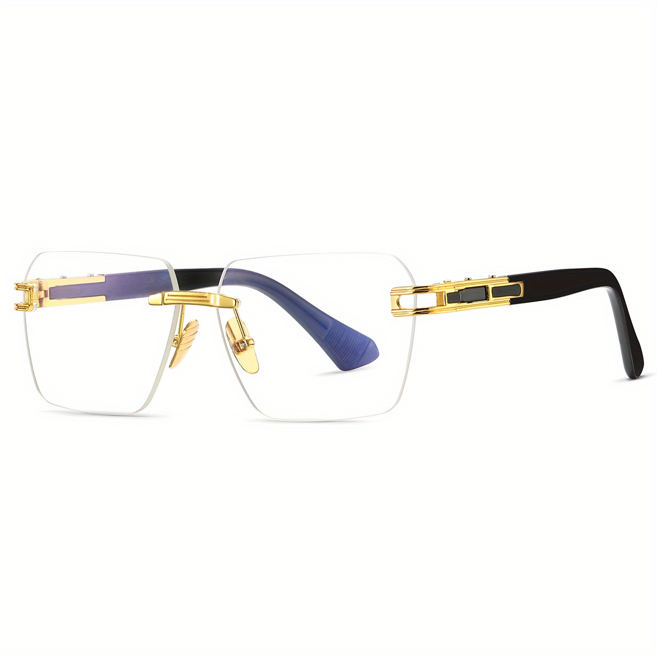 Men's Rectangular Metal Rimless Sunglasses