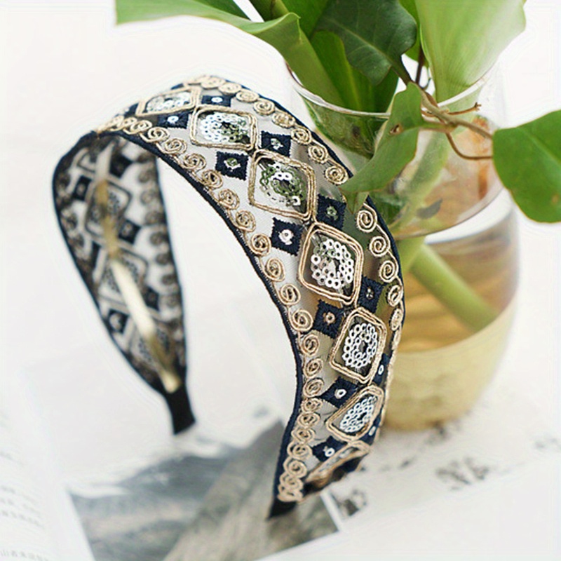 Boho Lace Sequin Headband Retro Style Hair Accessories Women