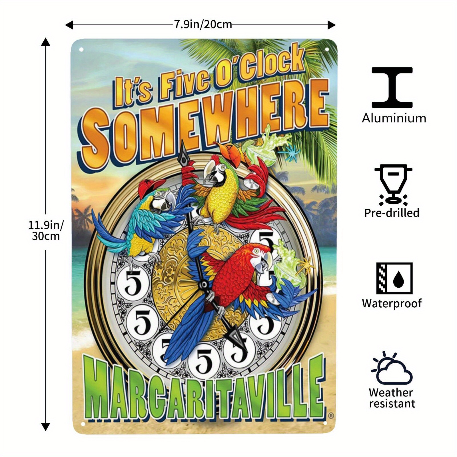 Margaritaville Margaritaville Wall Indoor/Outdoor Analog