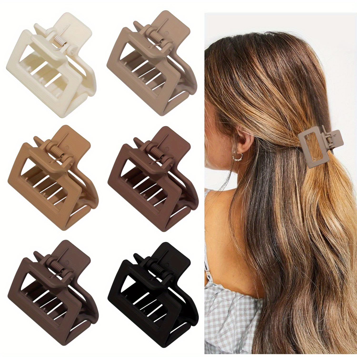 Simple Matte Hair Claw Rectangular Small Clip Thin medium Temu