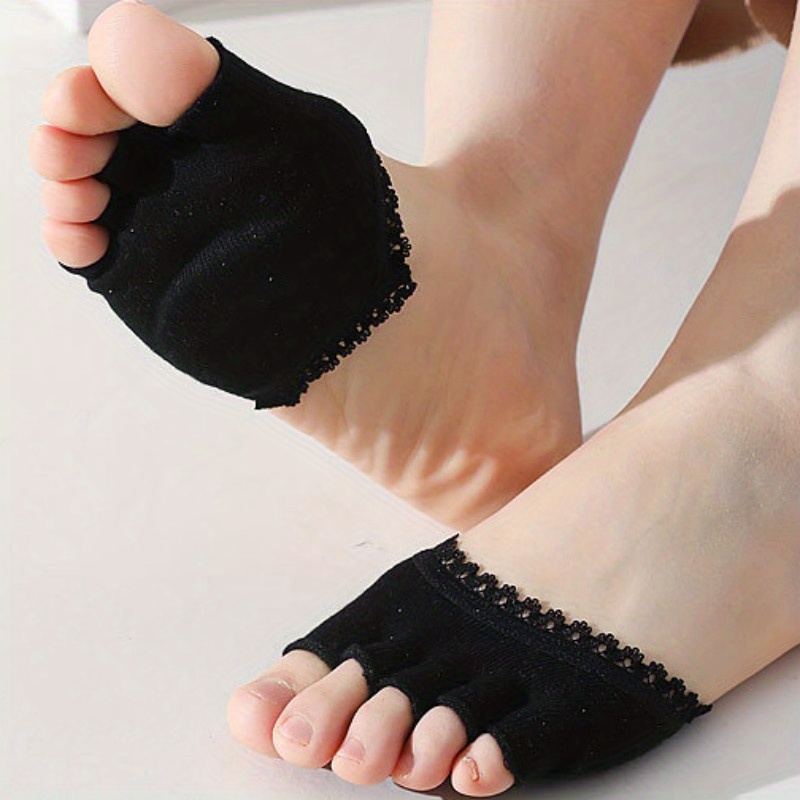 Open Five Toes Socks Forefoot Pads Anti Slip Peep Toe Half Socks Lace Toe  Topper Invisible Half Socks for High Heels/Flat Shoes/Casual Shoes/sandals