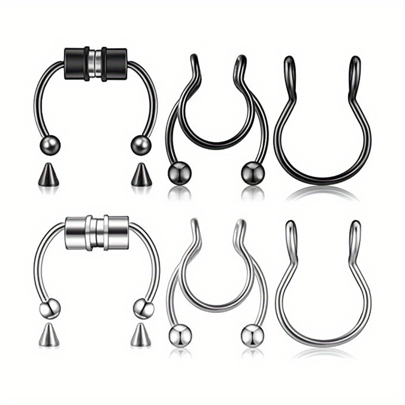 6pcs stylish nose piercing jeweley, u-shaped stainless steel nose clip for | Free Shipping On Items Shipped From Temu | Temu