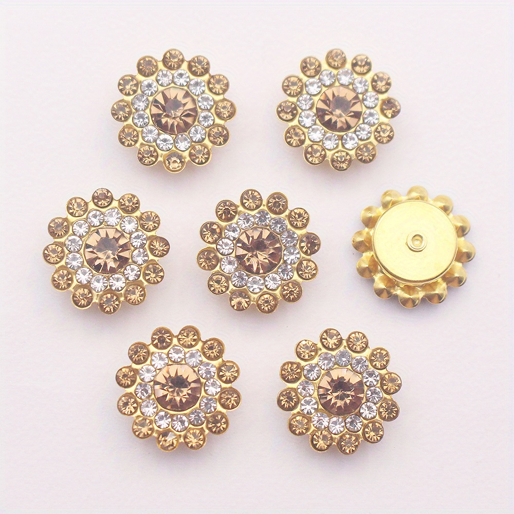 Sun Flower Claw Rhinestones Mix Color Flatback Sewing Gold Base