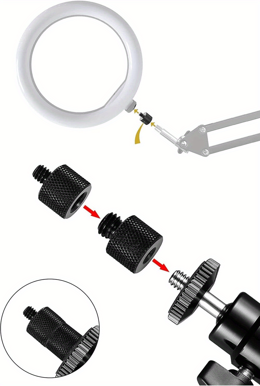 Adaptateur Filetage 1/4" To 3/8" Mâle - Pour Caméra, Trépied Et éclairage | Alliage Aluminium Et Caoutchouc