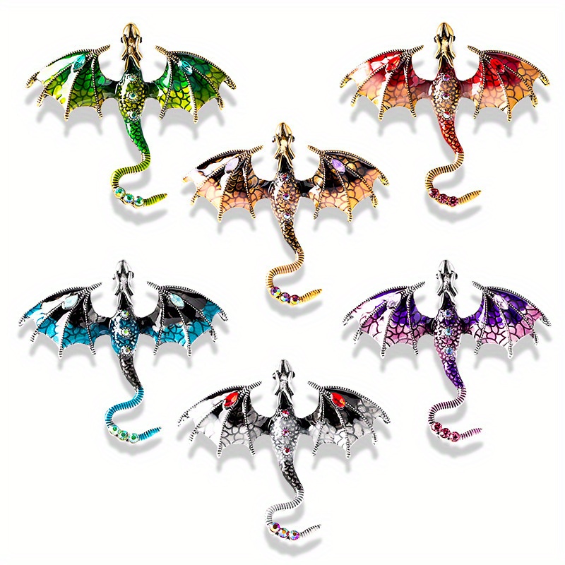 3 colors Stunning Enamel Fly Dragon Brooch - Unique Animal Pin for Fashionable Jewelry Lovers