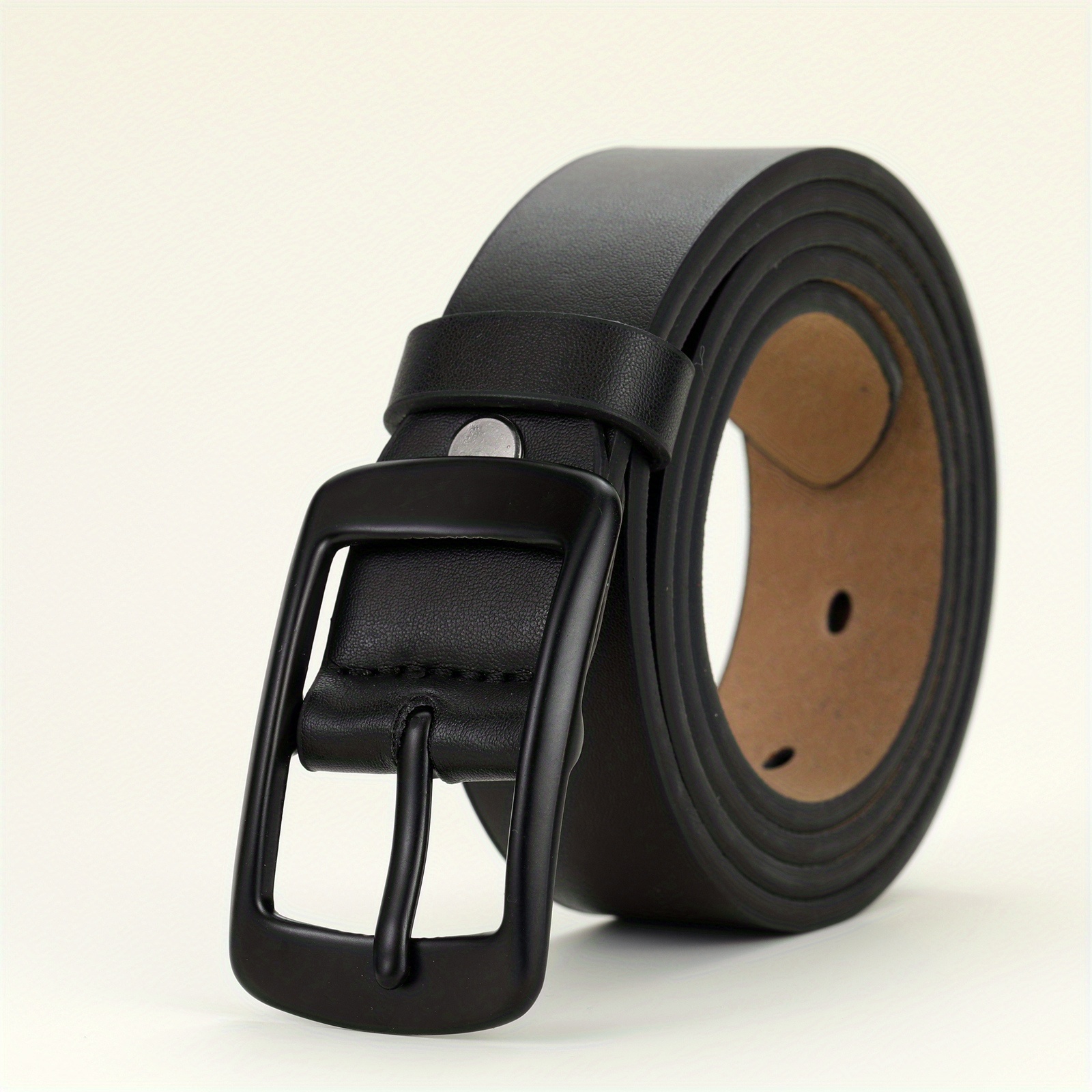TEMU 1pc Men's Retro Trendy Alloy Double Ring Vintage Belt Versatile Casual Belt With Jeans