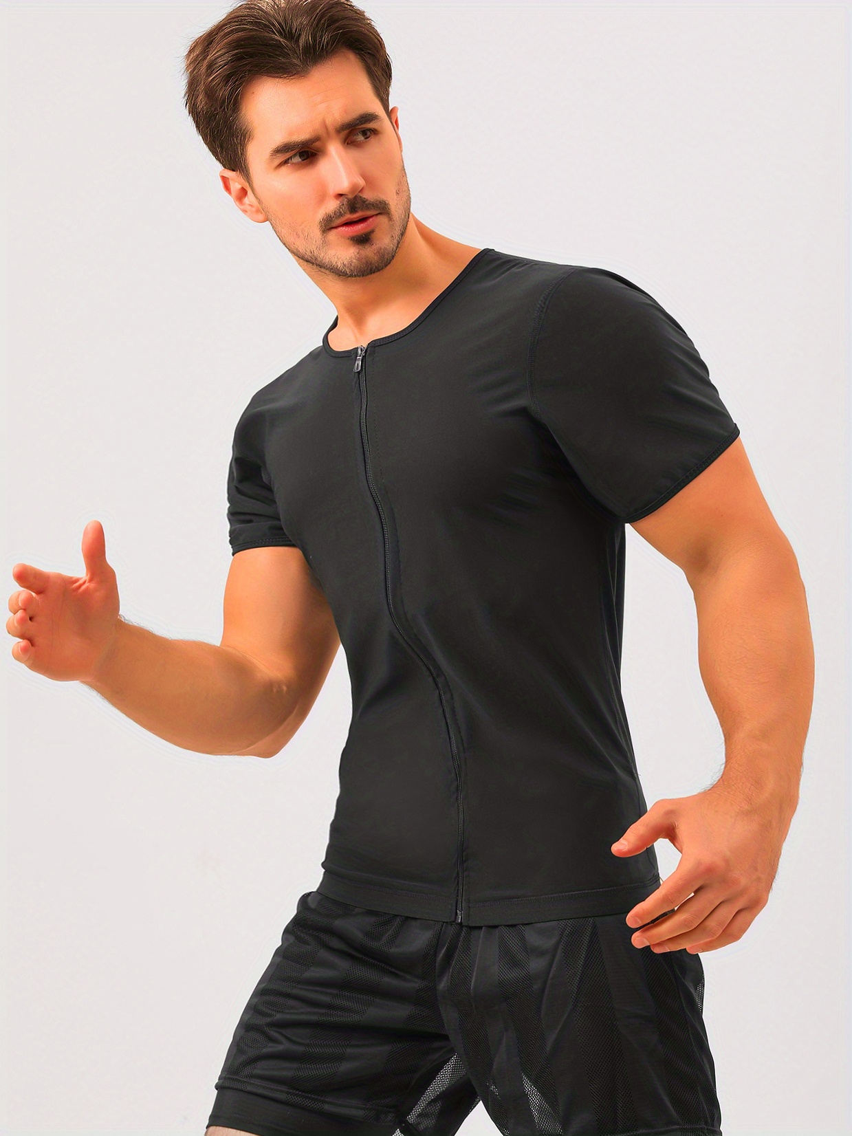 Men's Sweat Sauna Vest Zipper Compression Waist Trainer Body Temu