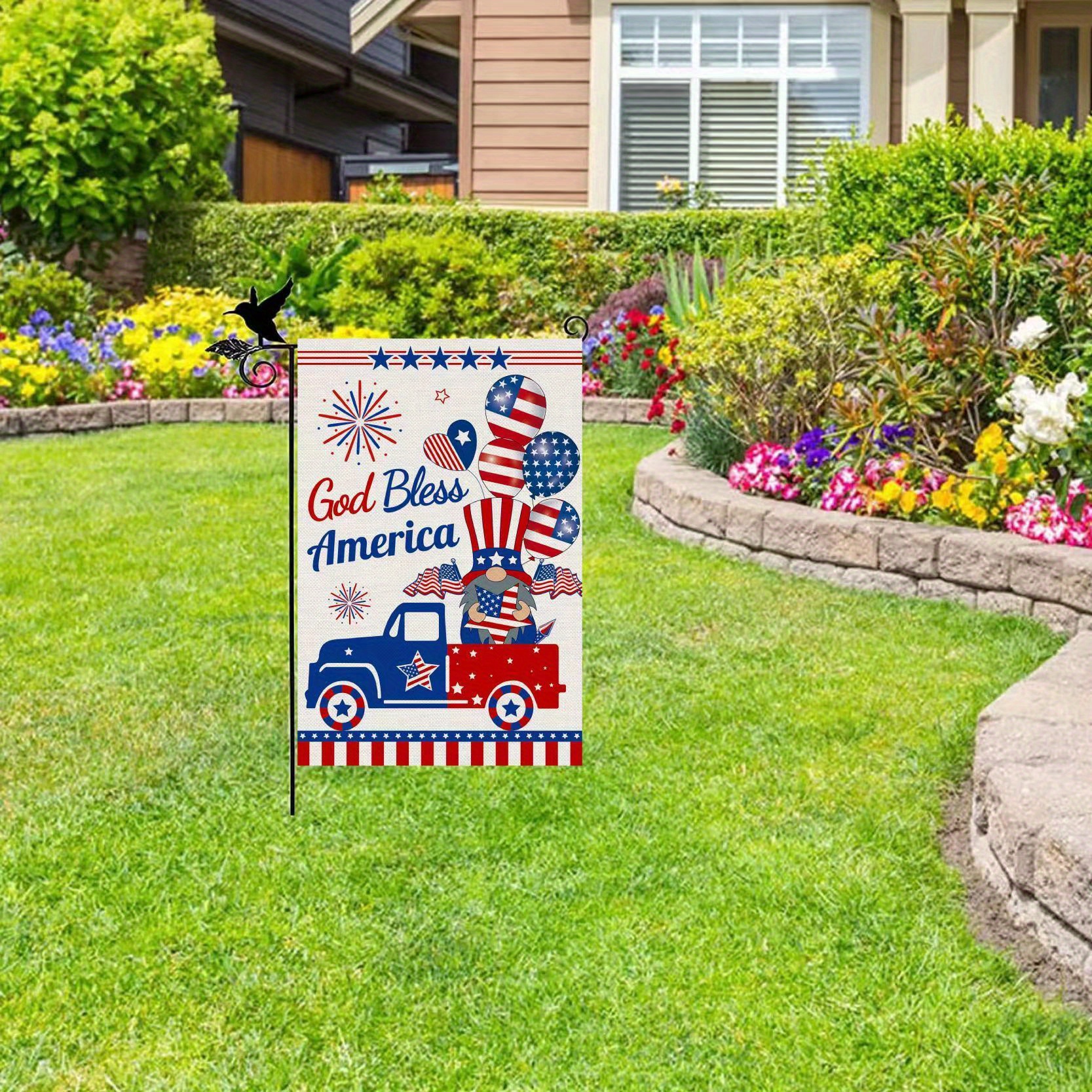 Muchnee Bandera personalizada para casa del 4 de julio, banderas verticales  de 2 caras de América con nombre de Custiome para jardín, patio trasero