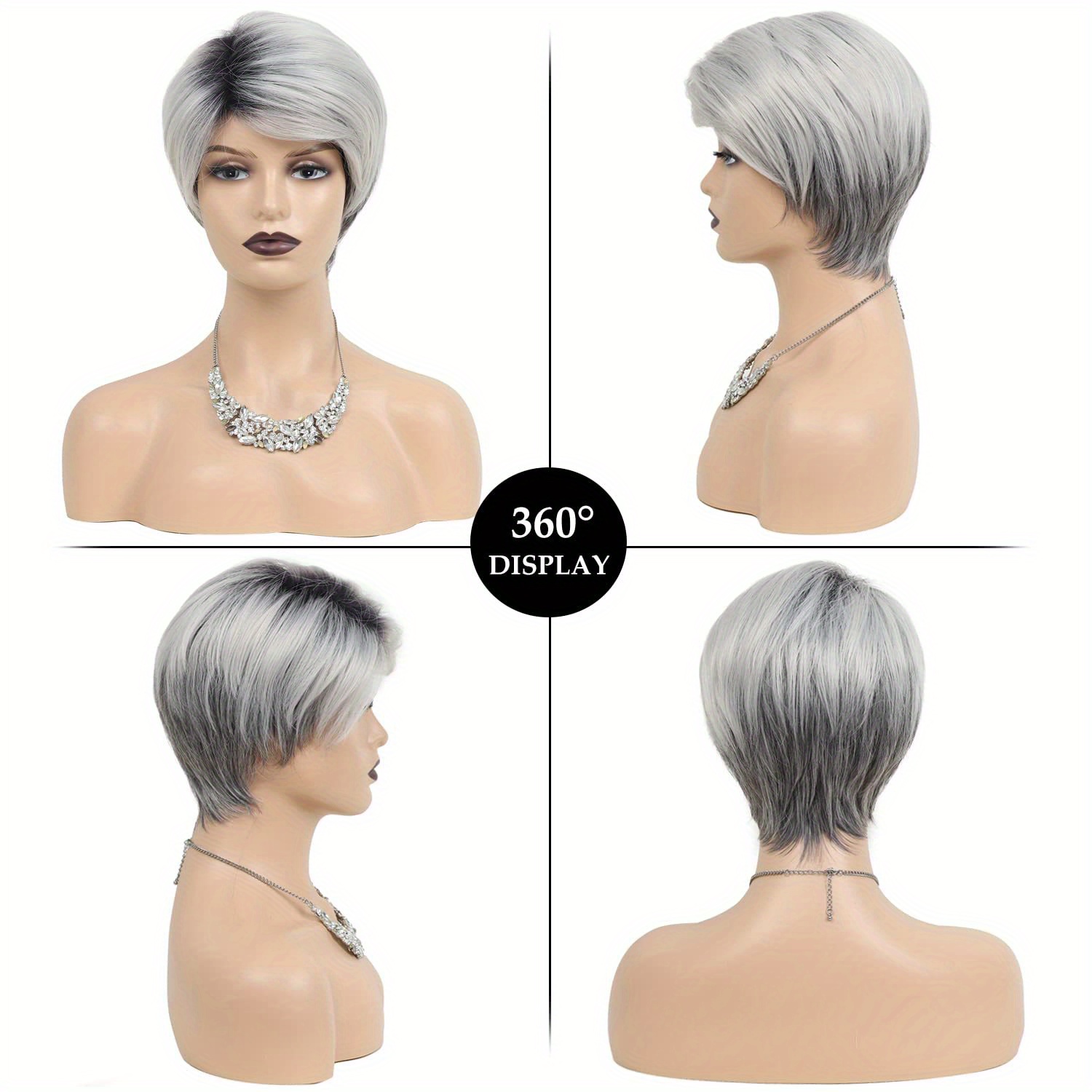 Elegant Pixie Cut Synthetic Wig With Bangs For Women Temu