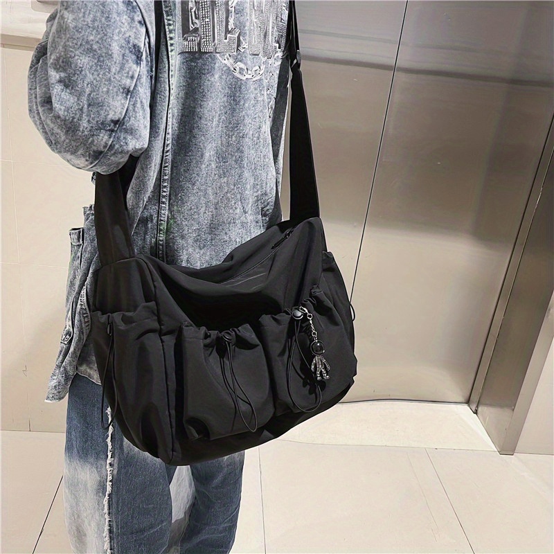 Aesthetic Nylon Messenger Bag, Large Capacity Travel Crossbody Bag, Casual  Flap Shoulder Bag For Students - Temu