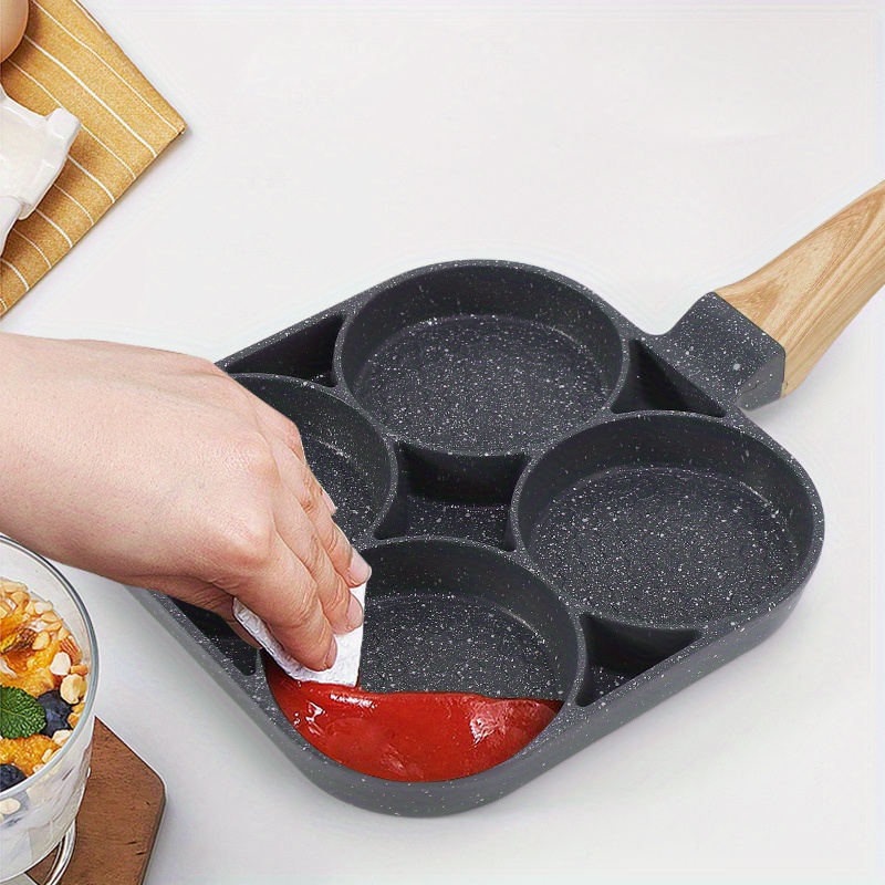 Non Stick 4-Cup Egg Frying Pan with flipping Lid Aluminum Pancake Egg  Cooker with Spatula and Brush Burgers Omelet Cooking Pan - AliExpress
