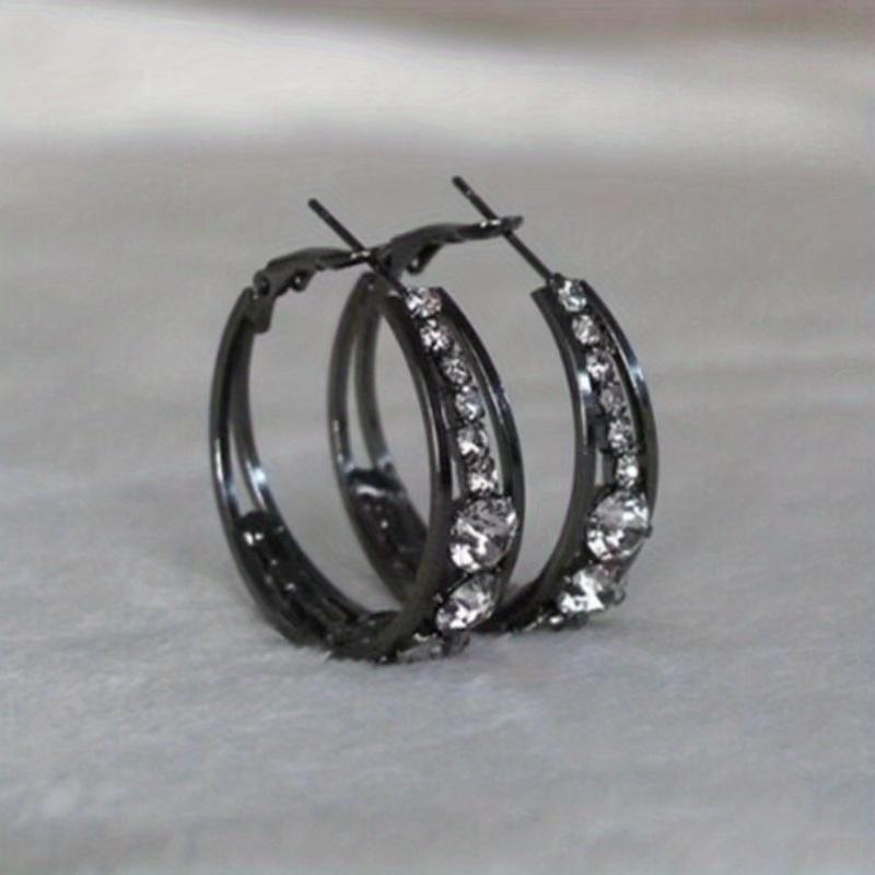 Explosive Style Wind Rhinestone Large Circle Earrings