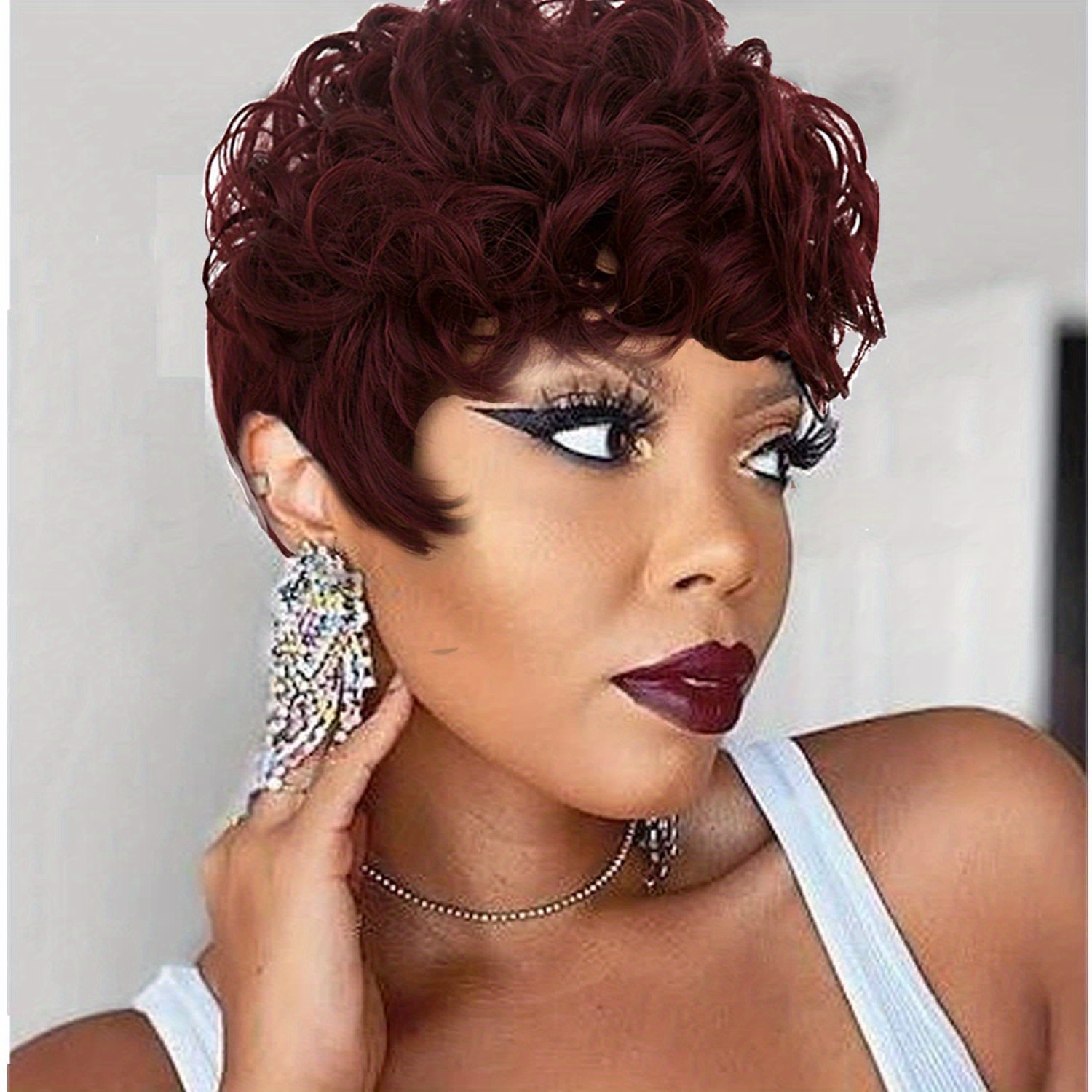 Short Curly Pixie Cut Synthetic Wigs Women Elegant Natural Temu