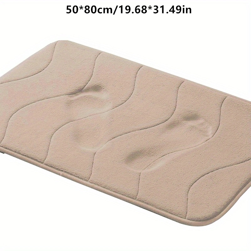 1pc Wave Pattern Anti-slip Bath Rug, White PVC Floor Mat, For