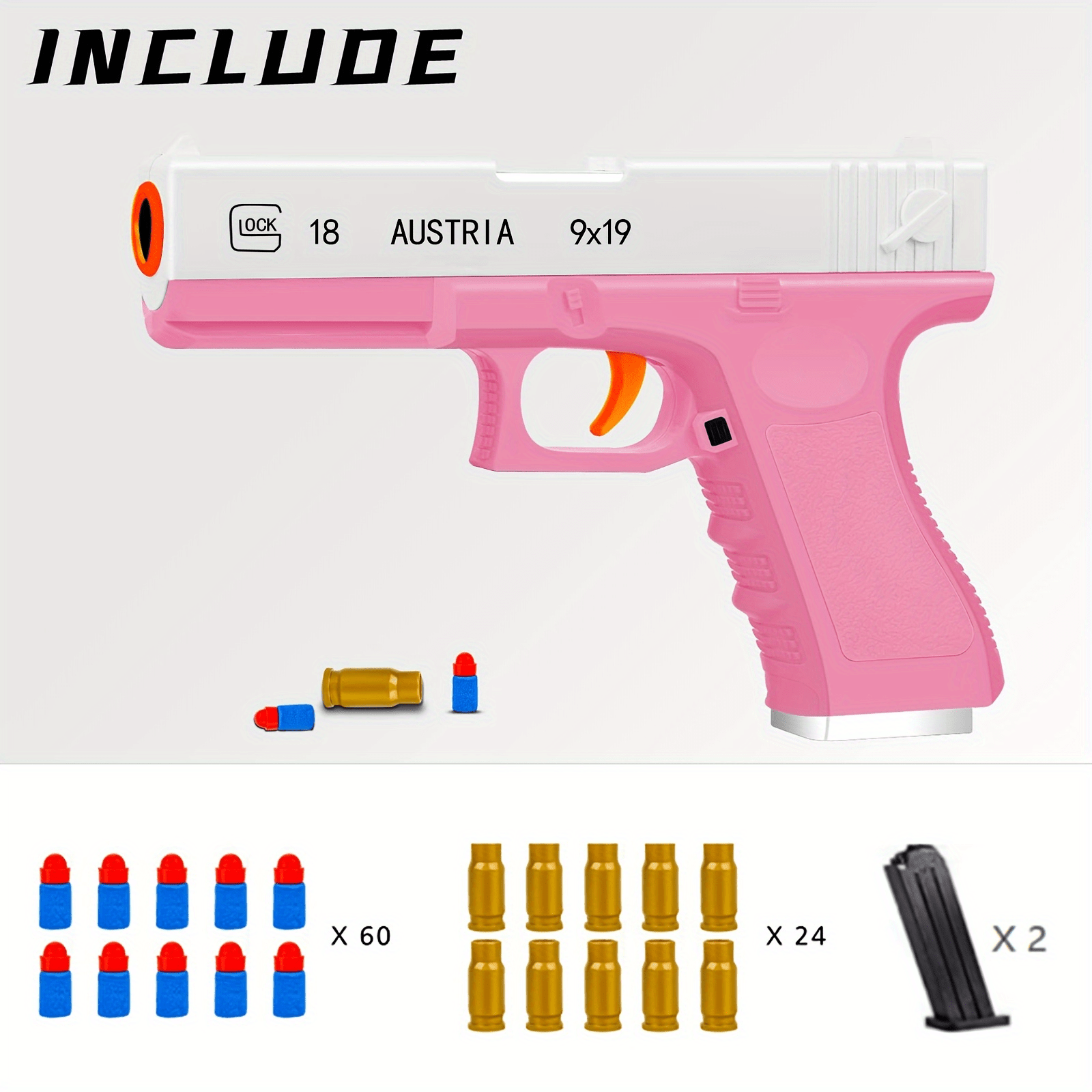 Soft Bullet Toy Gun Magazine & Rebound Action, Foam Blaster