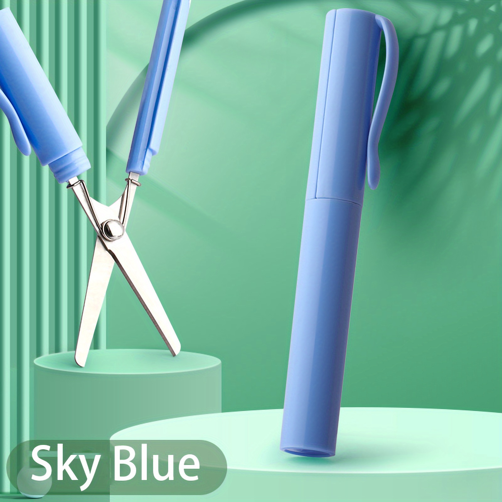 1pc Blue Simple Art Scissors With Easy-to-use Spring Loaded Design Suitable  For School, Office, Etc.