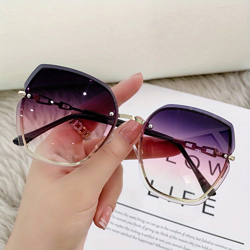 1pc Women's Rhinestone Decorated Rimless Square Sunglasses For Party And  Fashion