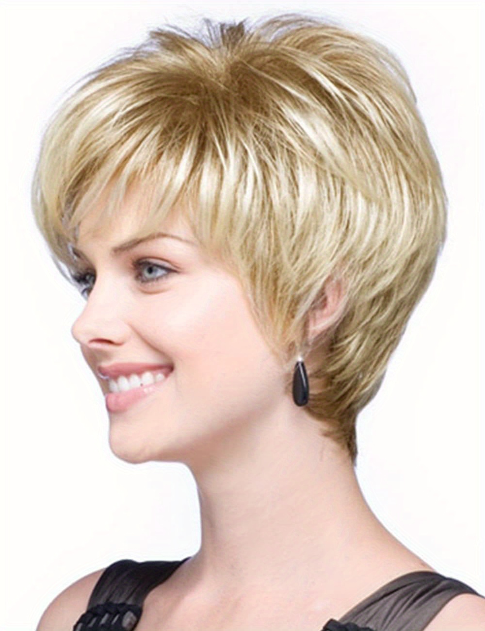 Elegant Pixie Cut Synthetic Wig With Bangs For Women Natural Temu