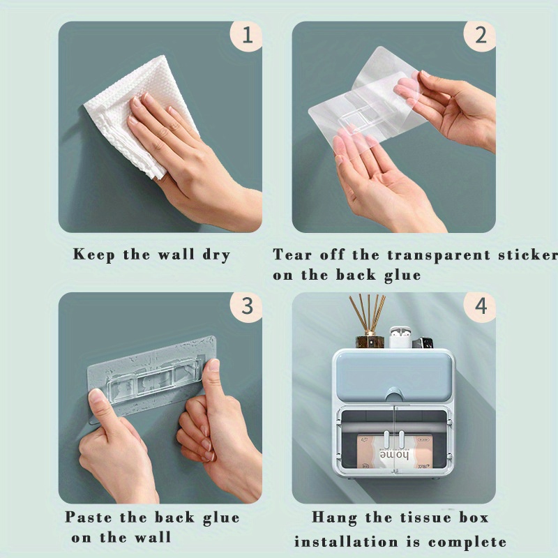 1pc household toilet tissue box punch free wall mounted toilet paper storage container creative waterproof toilet draw paper shelf multi functional bathroom storage rack