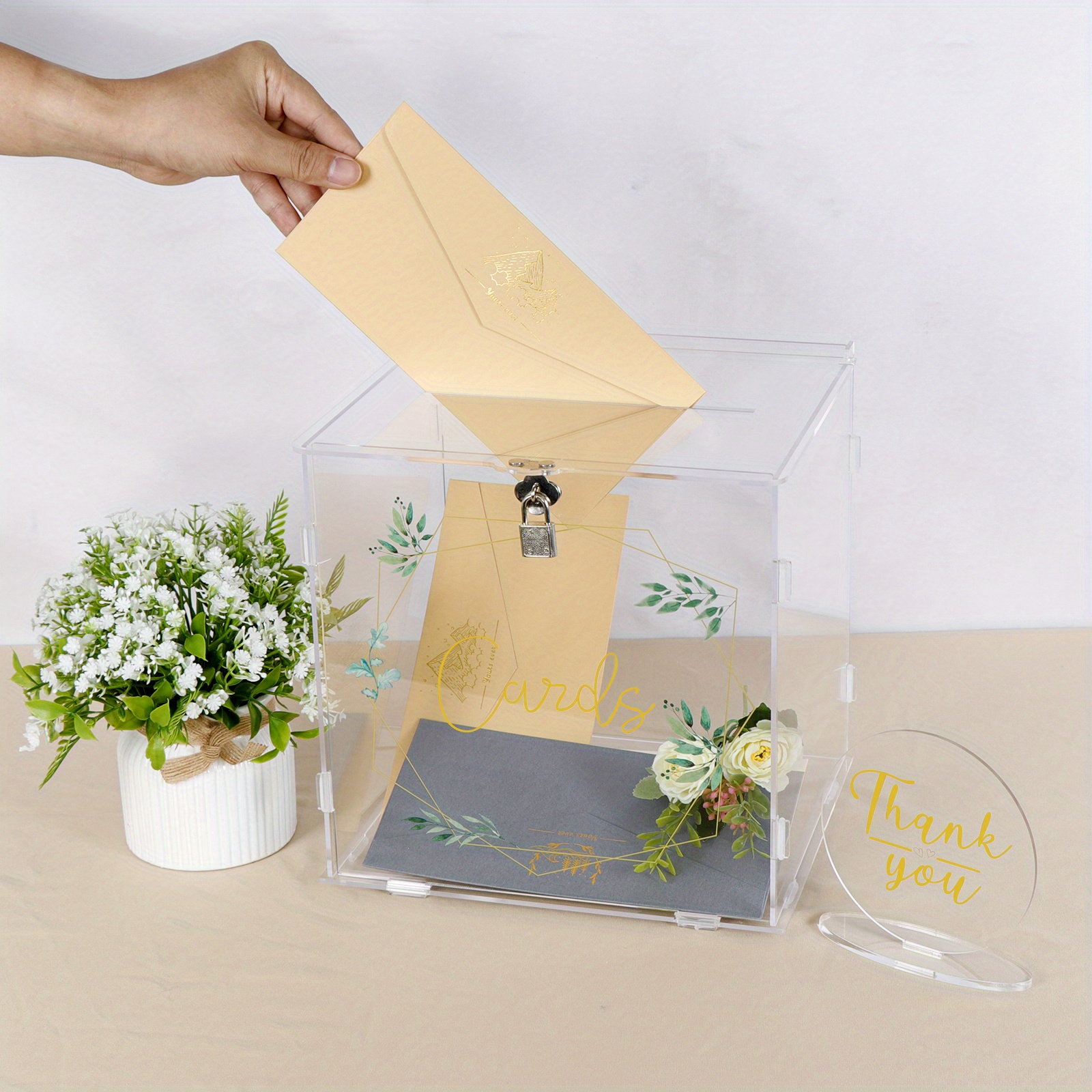 Acrylic Wedding Card Box Lock Gift Card Box Wedding Temu