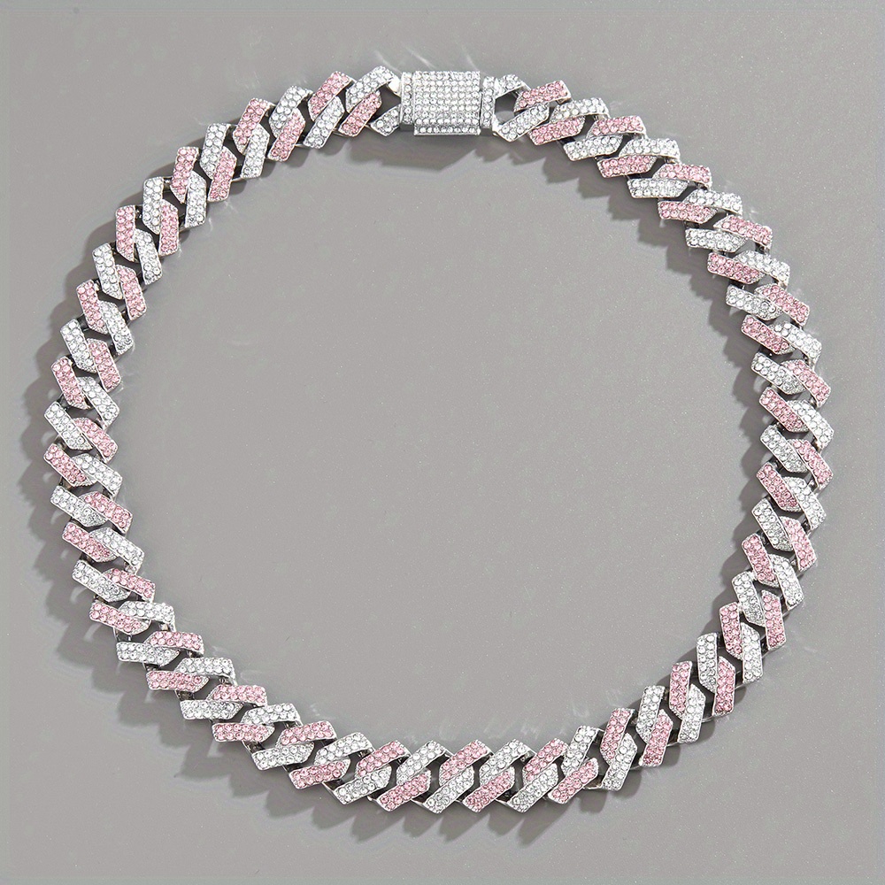 cuban link chain for men silvery     lab   diamond miami necklace choker for women with box clasp hip hop details 5